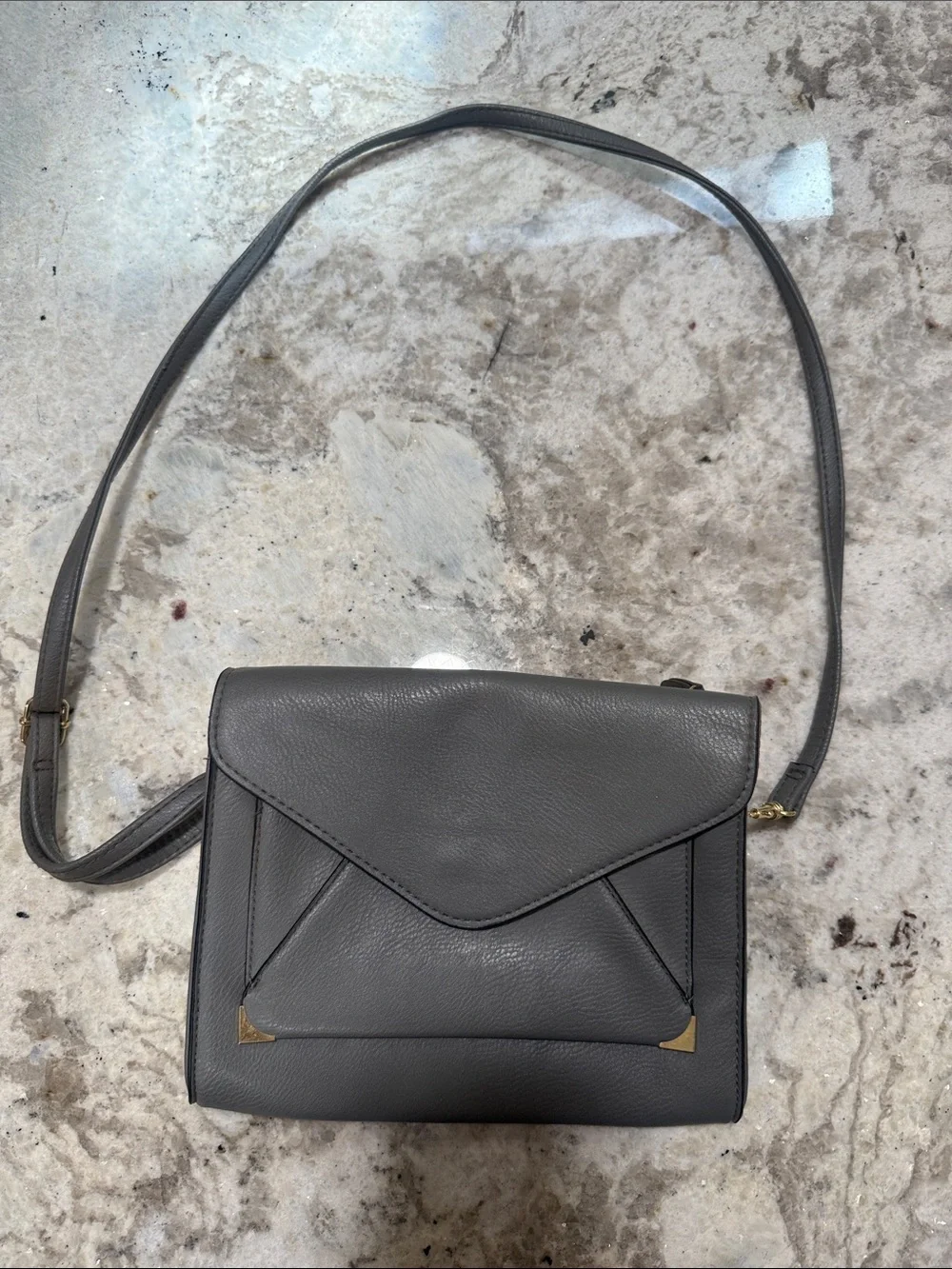 Apt. 9 Charcoal Grey Envelope-Style Crossbody with Gold Accents